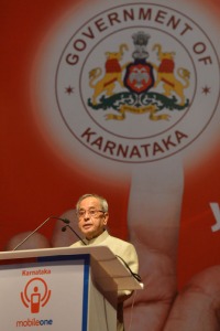 The President, Shri Pranab Mukherjee addressing at the launch of the Mobile One, a Mobile Governance application of Govt. of Karnataka, in Bangalore on December 8, 2014.